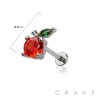 ORANGE (FRUIT) CZ TOP THREADLESS (PUSH IN) 316L SURGICAL STEEL LABRET SET